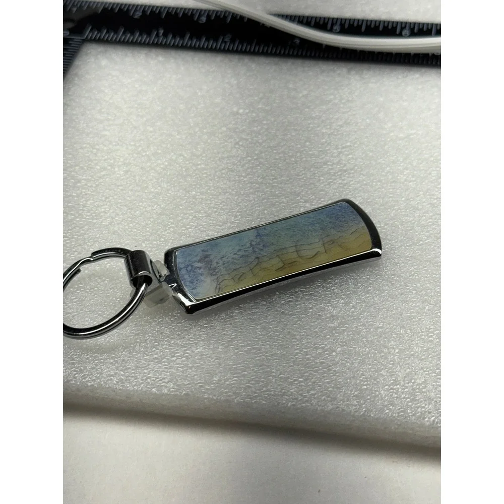 Florida Dolphin Beach‎ Scene Souvenir Keychain Metal Chrome Erica Beach Scene
